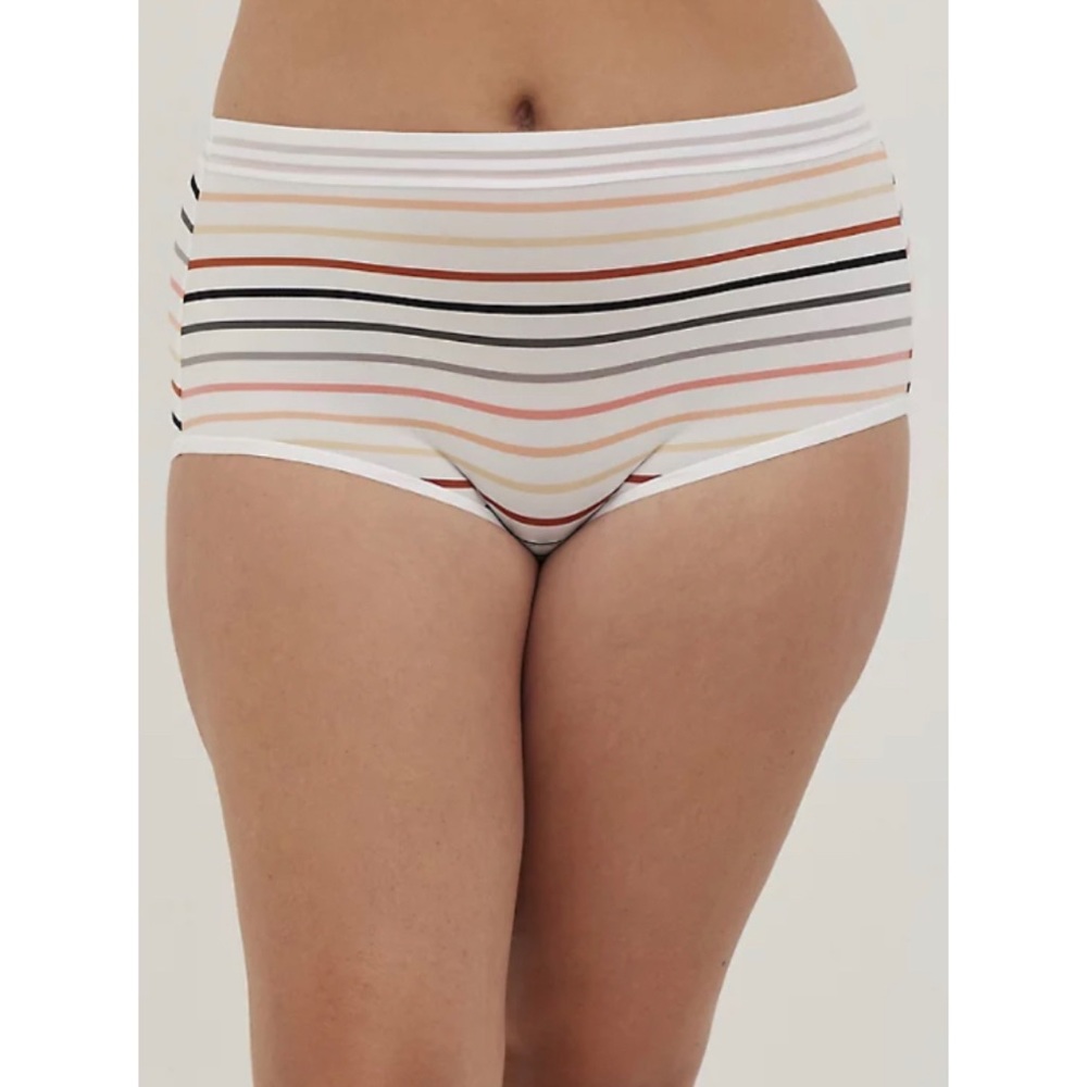 🆕White Colourful Stripe Second Skin Mid Rise Brief Panty 3 3X 22 NWT Torrid New